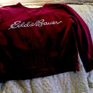 Eddie Bauer Womens Red Quarter-Zip Pullover Sweatshirt L fits xl